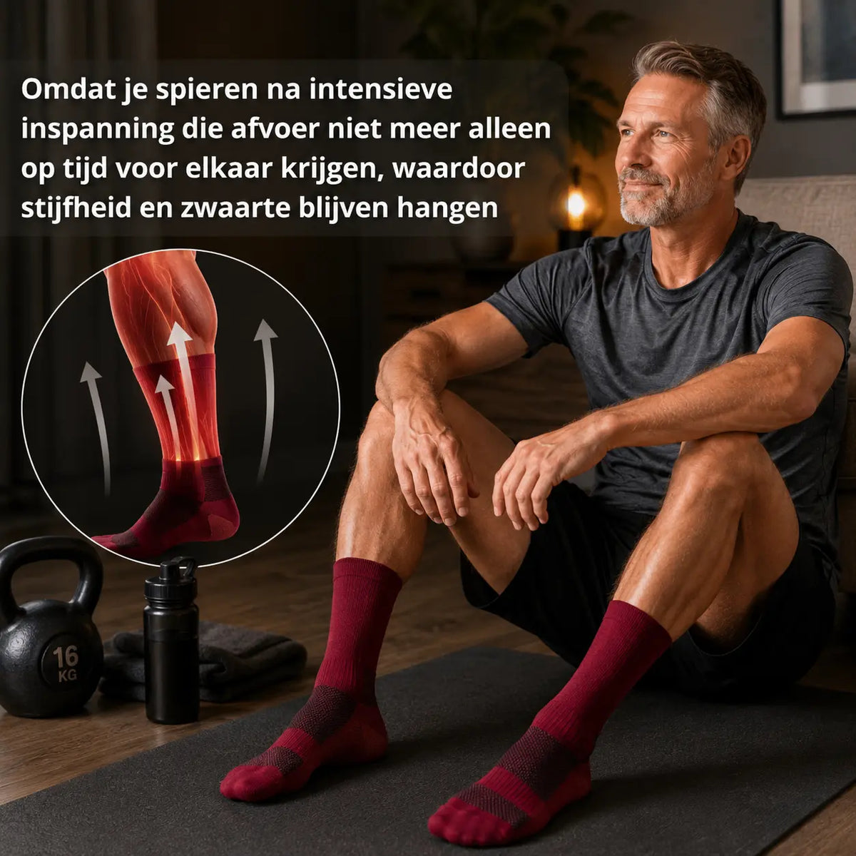 Sport compressiesokken tegen stijve kuiten