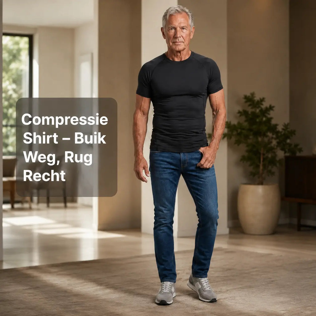 Compressie shirt heren, buik weg en rug recht