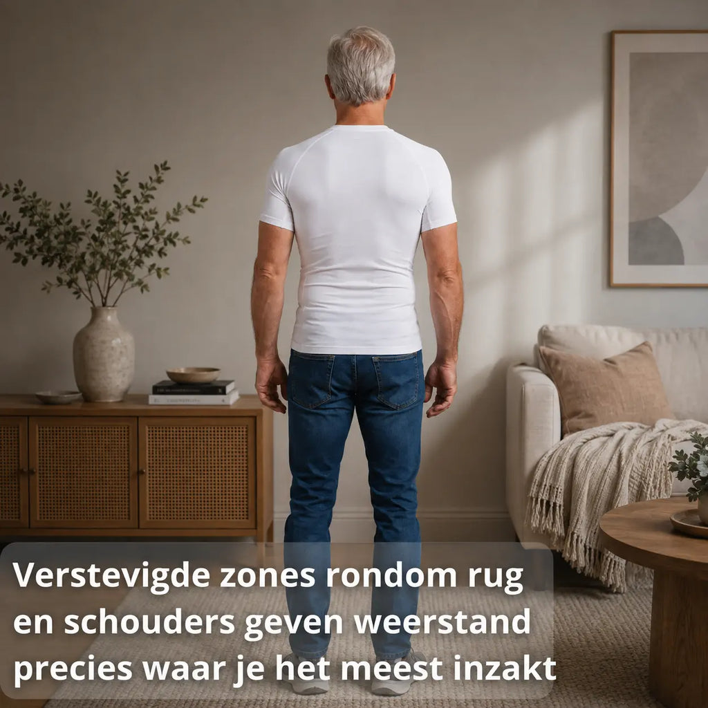Compressie shirt heren zwart, ademend materiaal