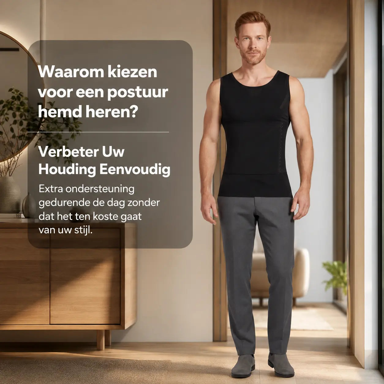Postuur hemd heren, actieve houding ondersteuning