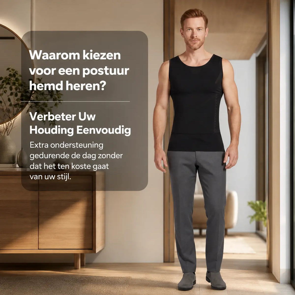 Postuur hemd heren, actieve houding ondersteuning