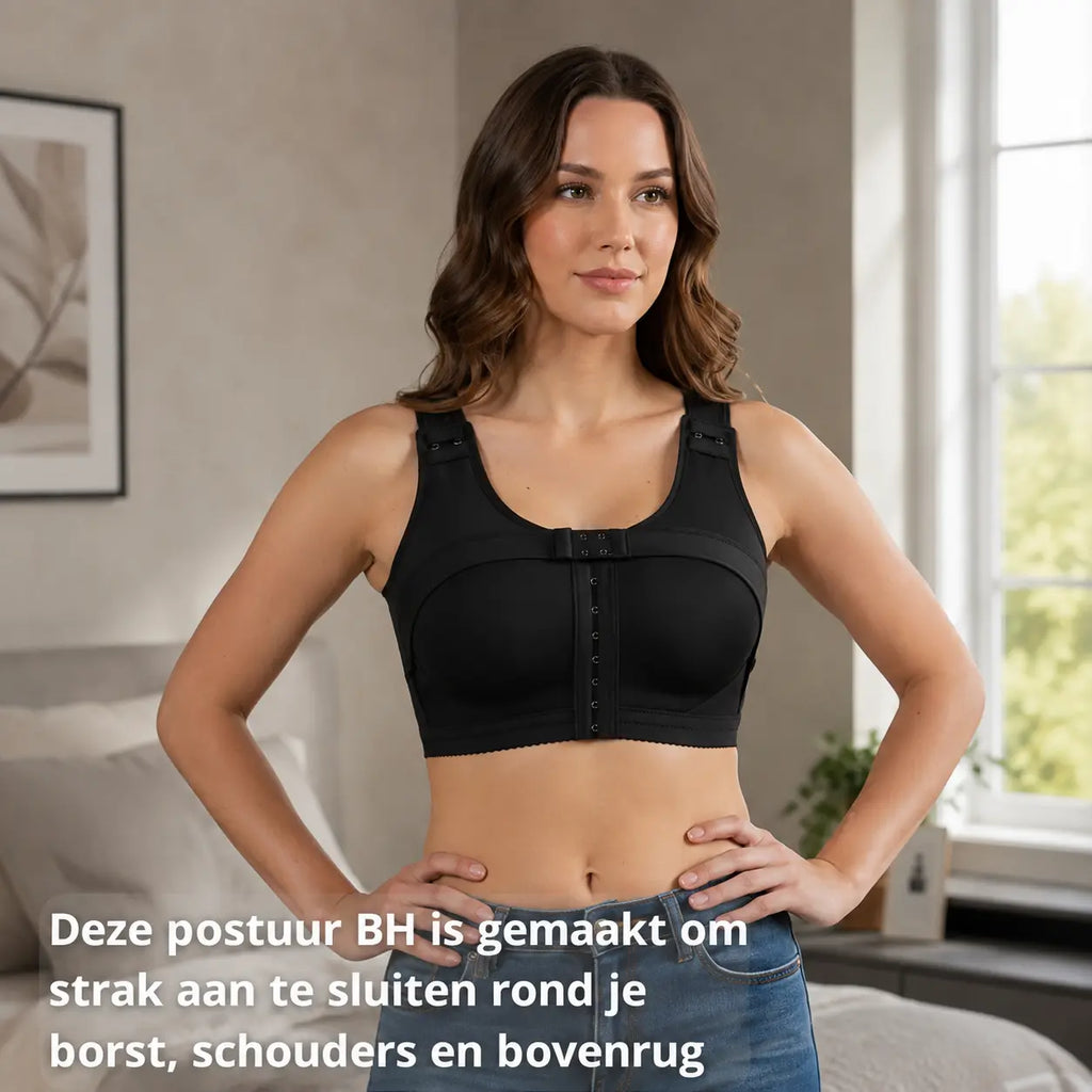 Postuur bh dames zwart, verstelbare bandjes