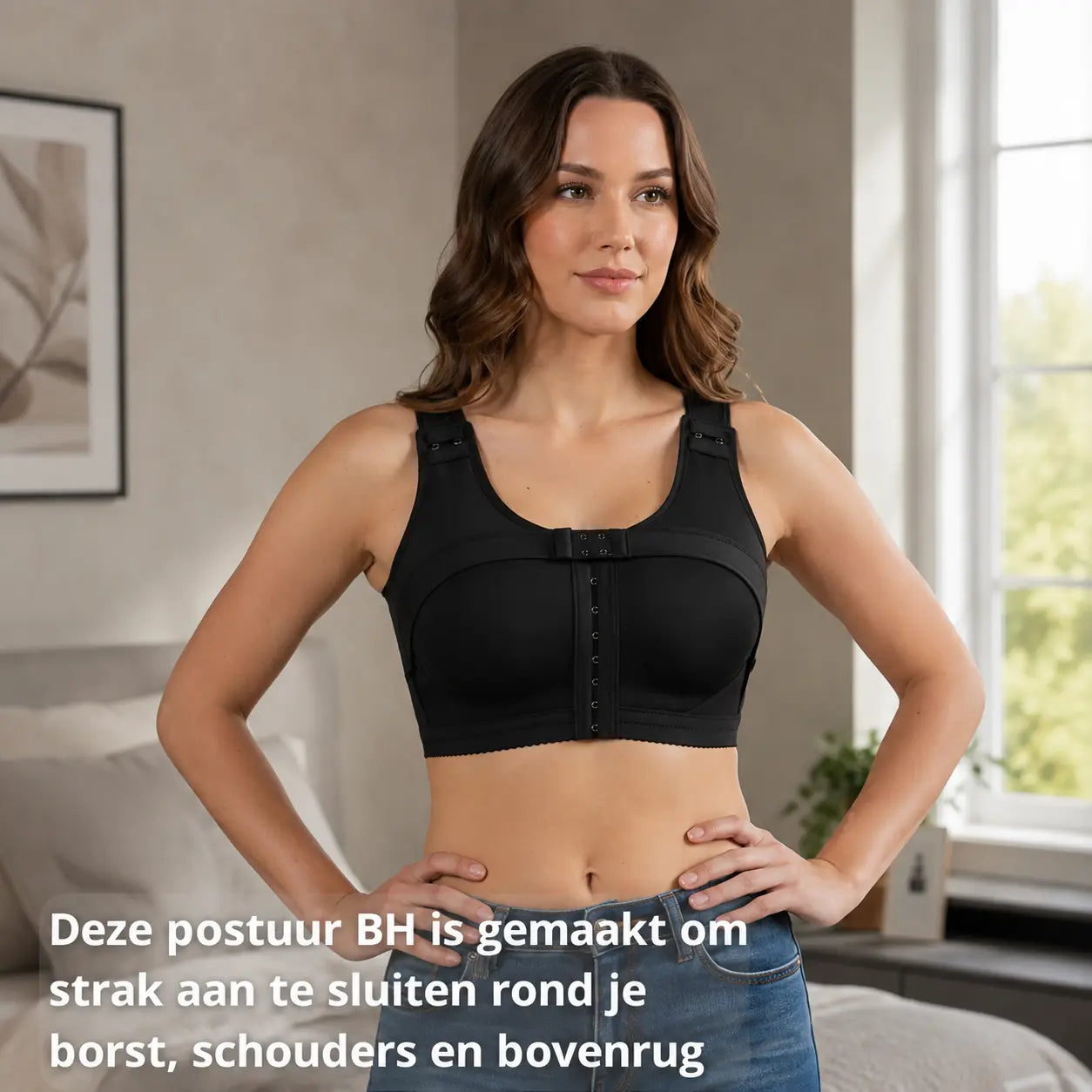 Postuur bh dames zwart, verstelbare bandjes