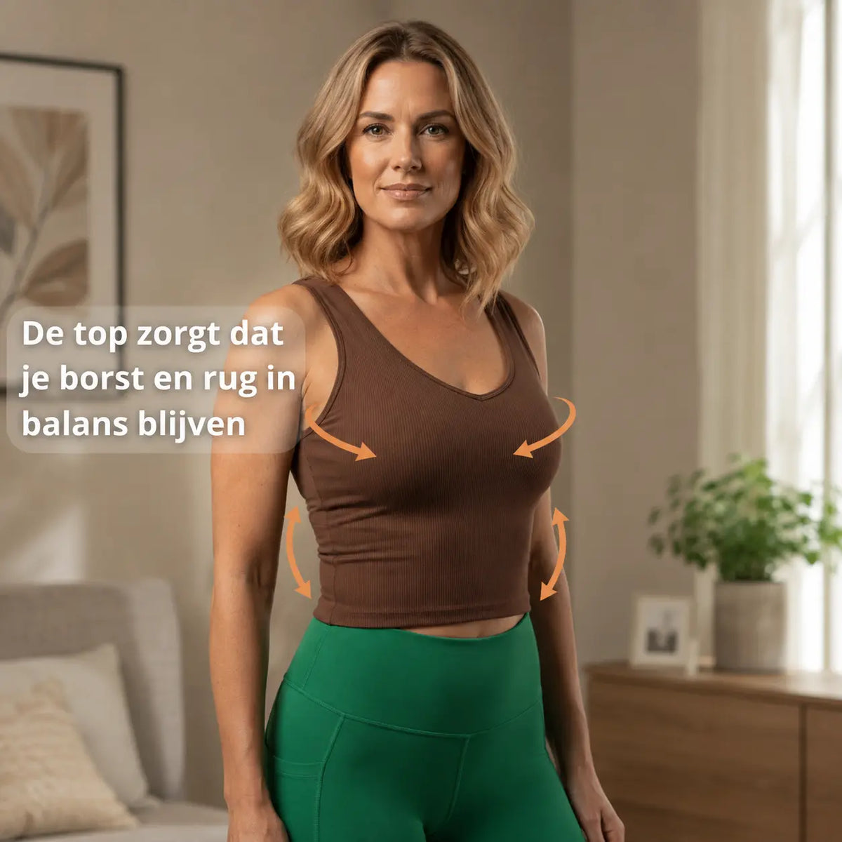 Postuur top dames bruin, discreet onder kleding