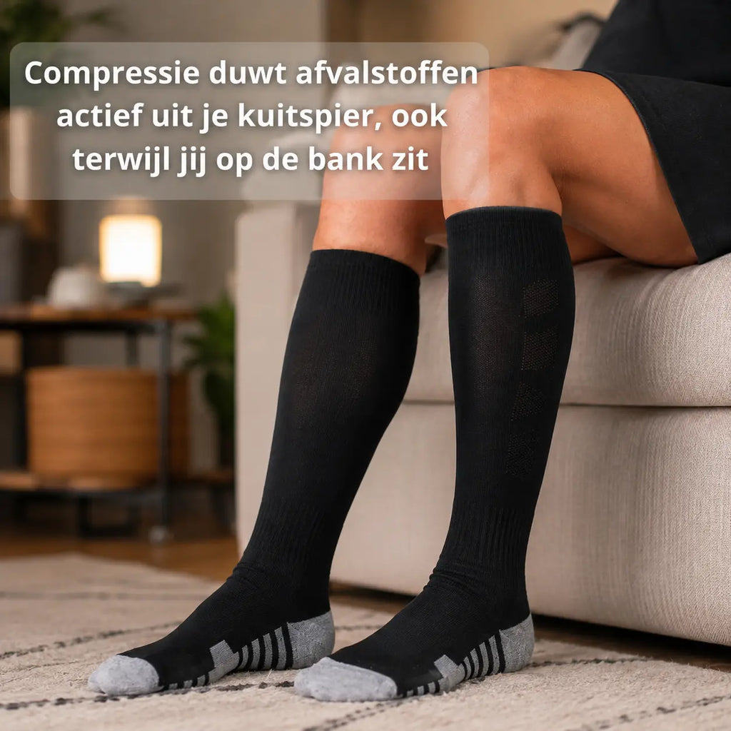 Sportkousen dames zwart, compressie voor actieve dagen