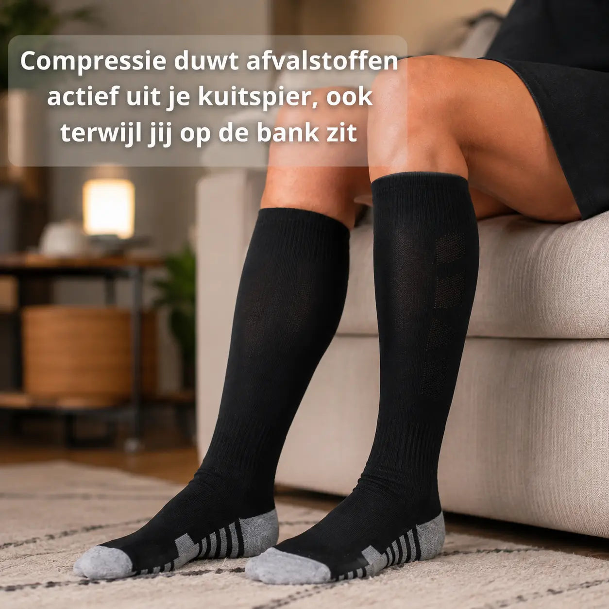 Sportkousen dames zwart, compressie voor actieve dagen