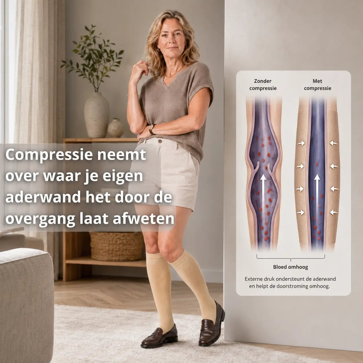 Compressiekousen vrouwen tegen zware benen overgang
