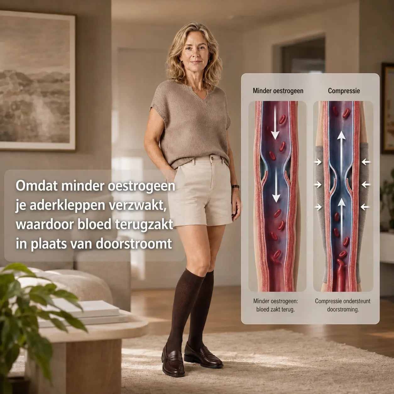 Compressiekousen tegen vermoeide benen tijdens de overgang