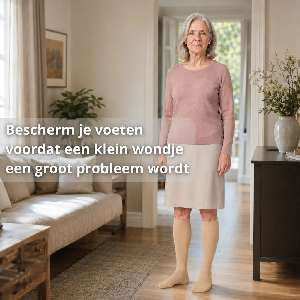 Steunkousen diabetes, ademend en zacht materiaal