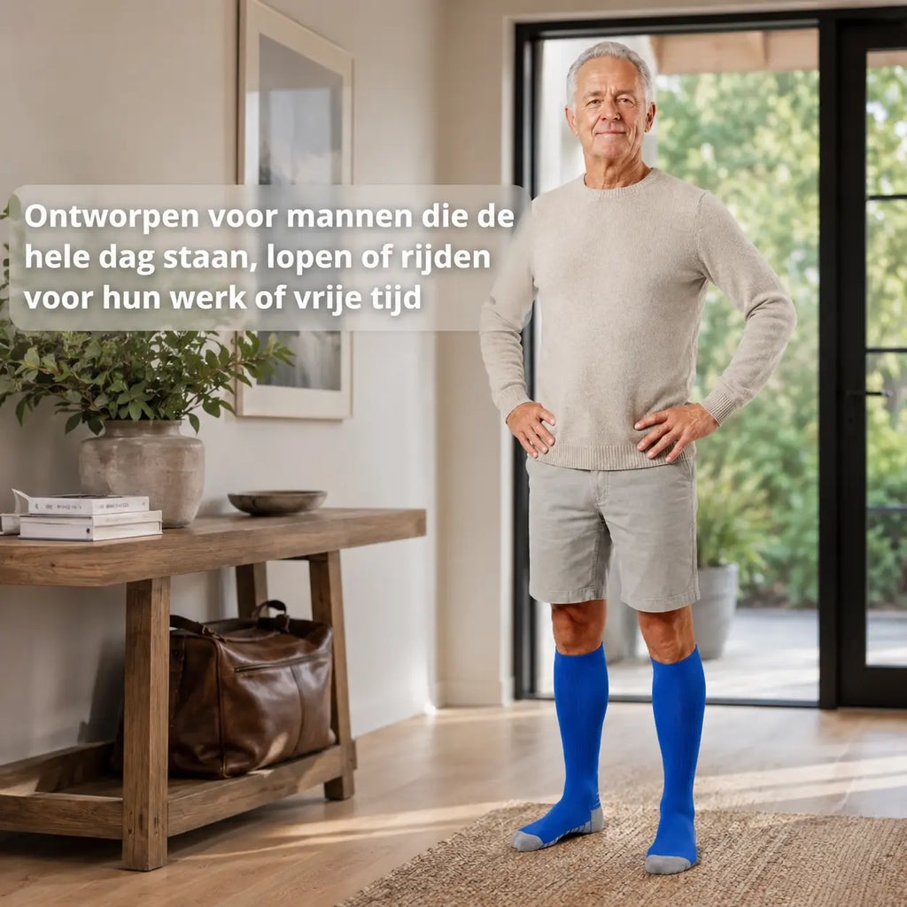 Steunkousen heren, betere doorbloeding