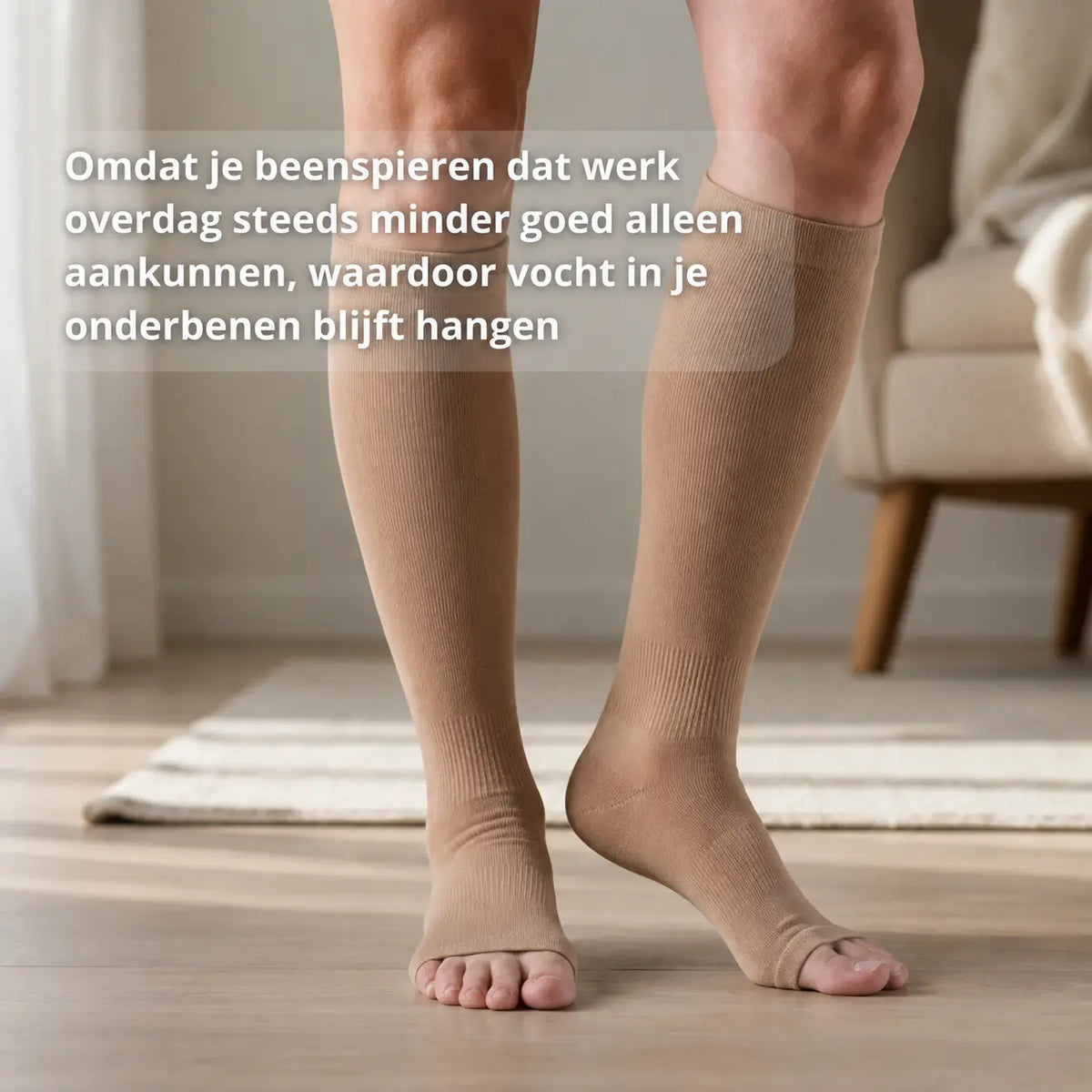 Compressiekousen dames zwart, ademend materiaal