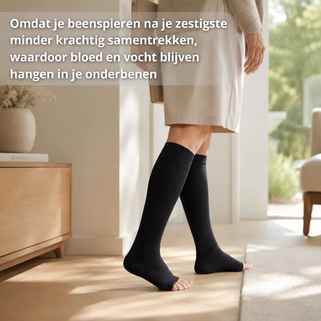 Compressiekousen beige, ondersteunt de doorbloeding