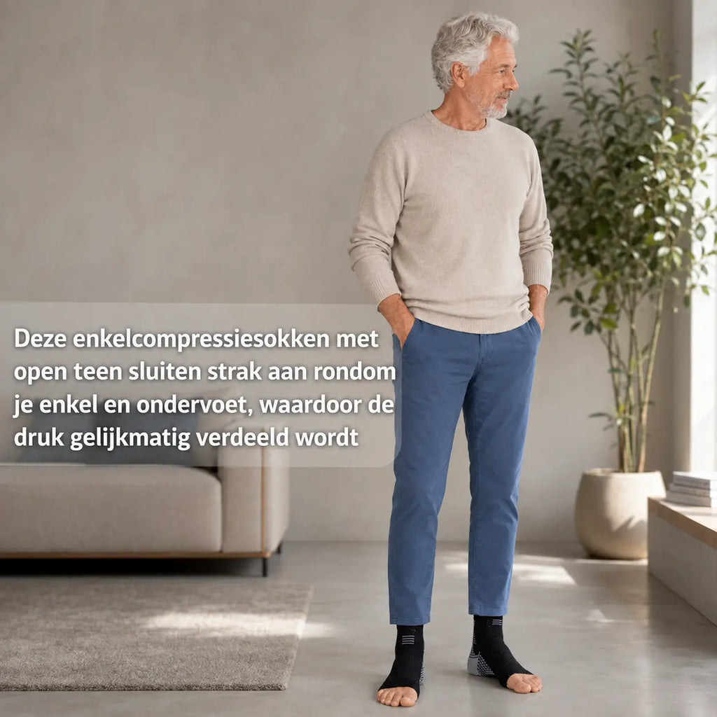 Compressiesokken open teen, ademend materiaal