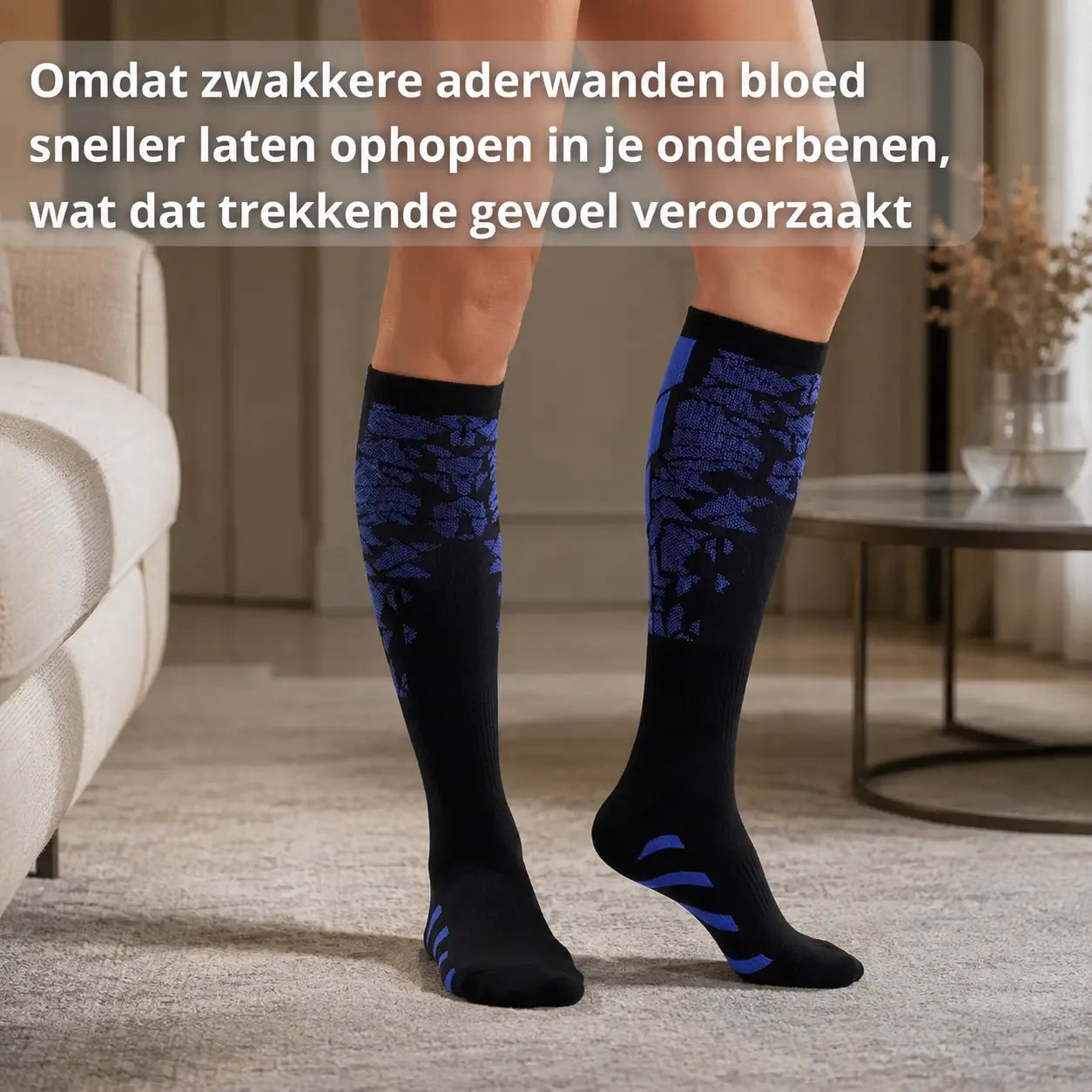 Compressiekousen roze, tegen rusteloze en vermoeide benen