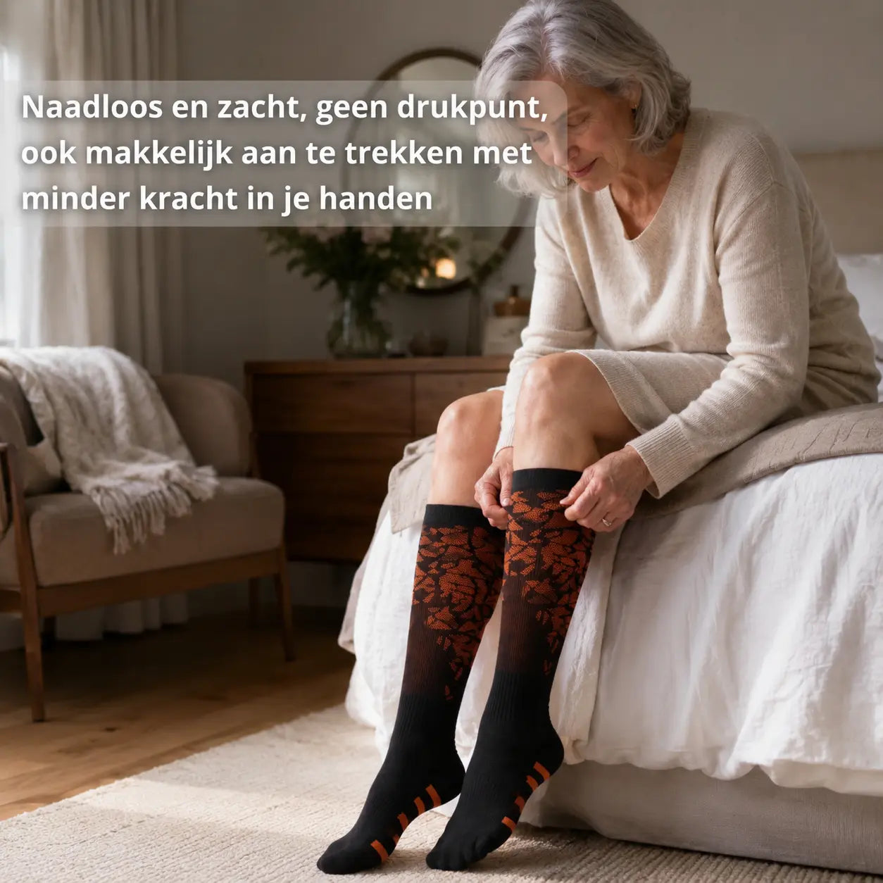 Compressiekousen oranje, tegen rusteloze benen