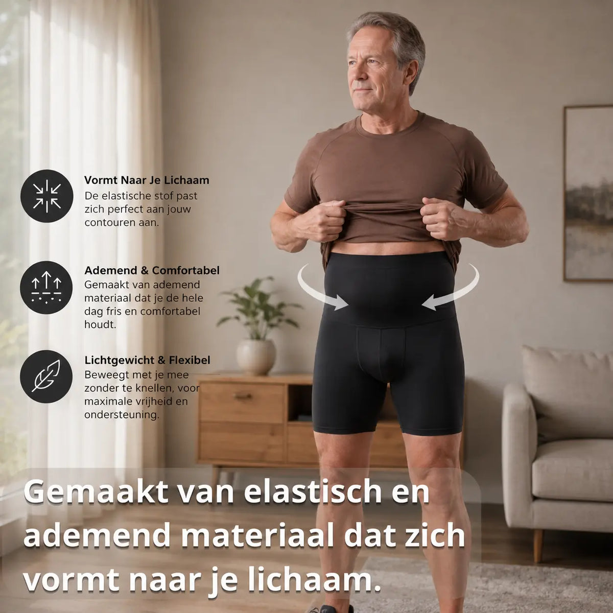 Ondersteunende herenbroek, elastaan en katoen
