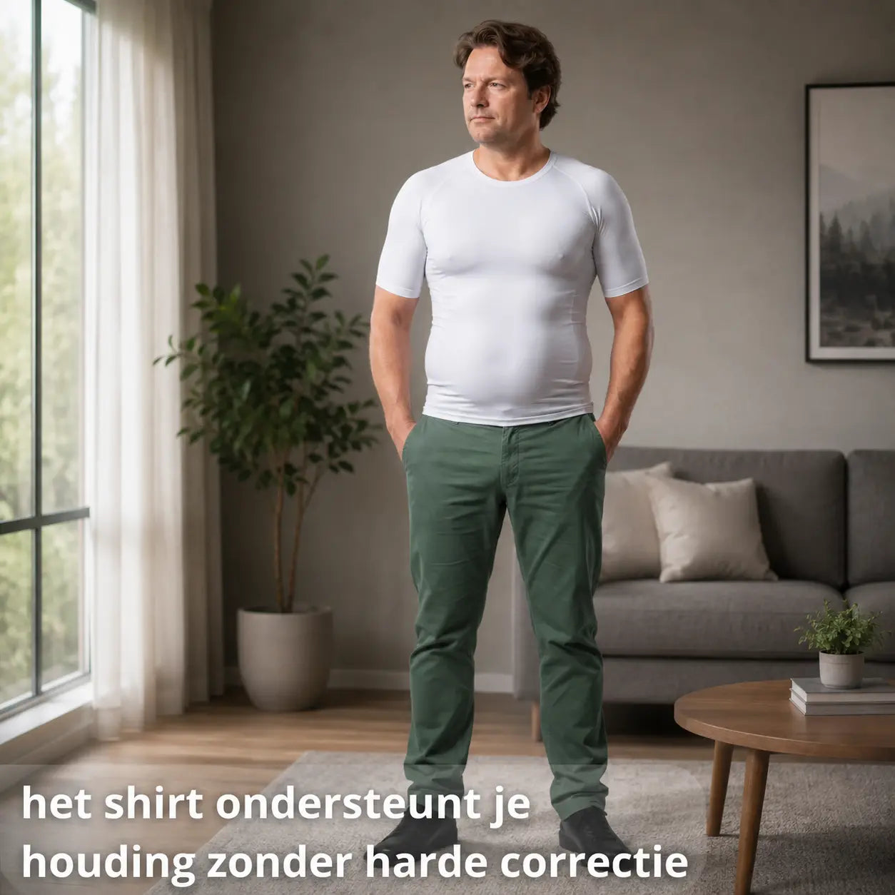 Slankmakend compressiehemd heren, naadloze ondersteuning
