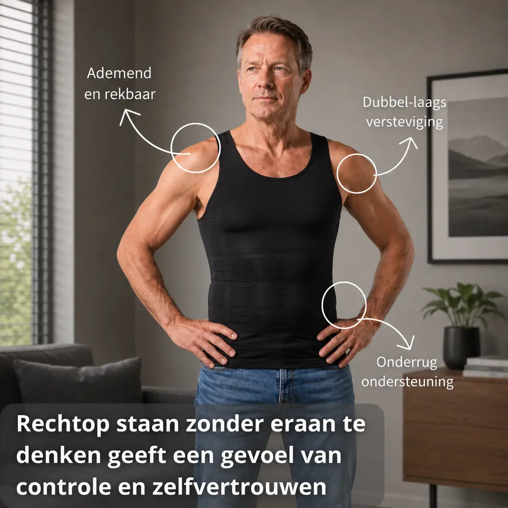 Compressiehemd heren wit, onzichtbaar onder kleding