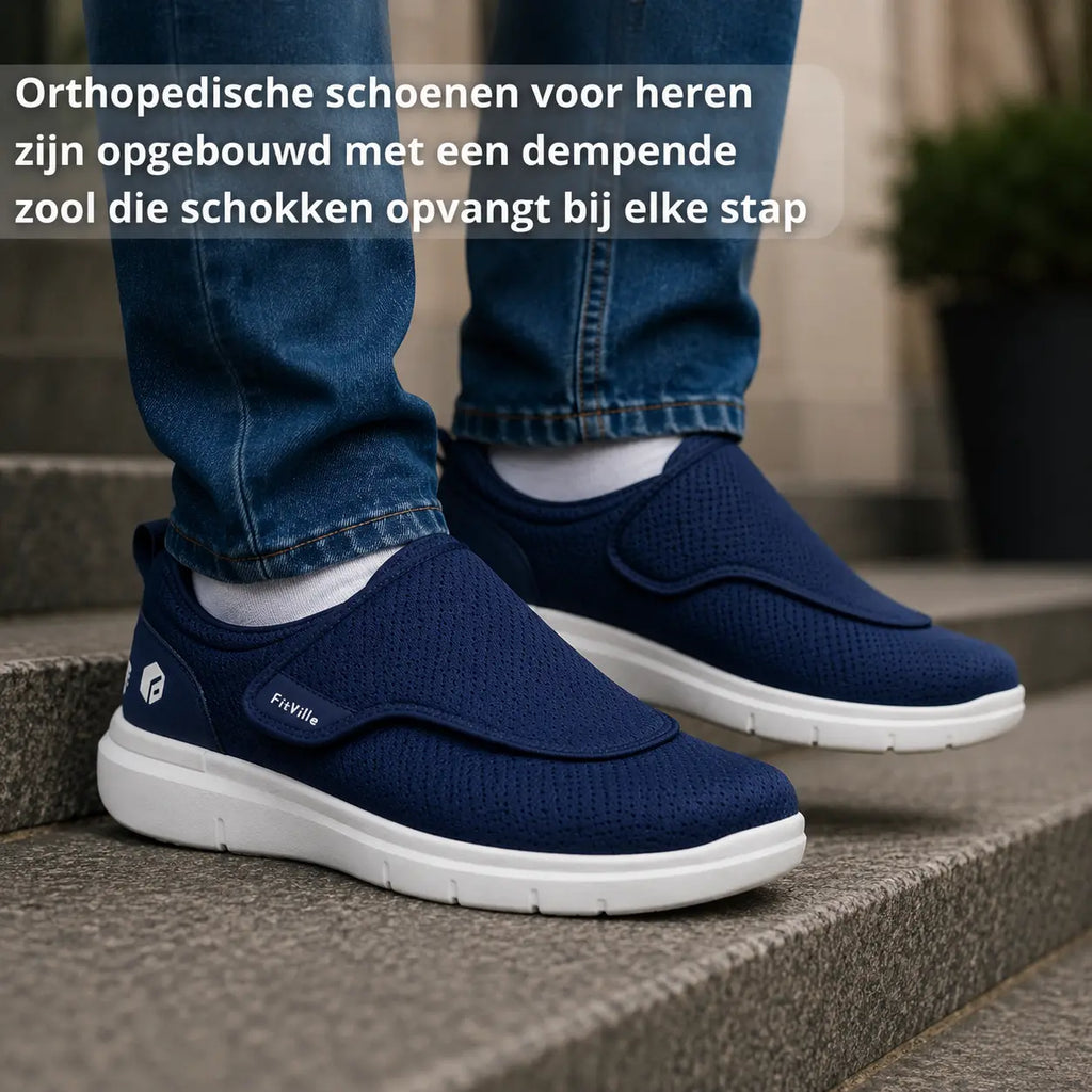 Orthopedische schoenen heren blauw, comfortabele pasvorm