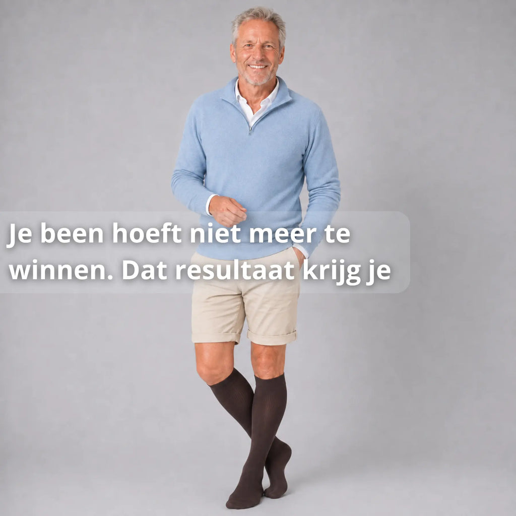 Close-up compressiekous tegen spataderen en vermoeide benen