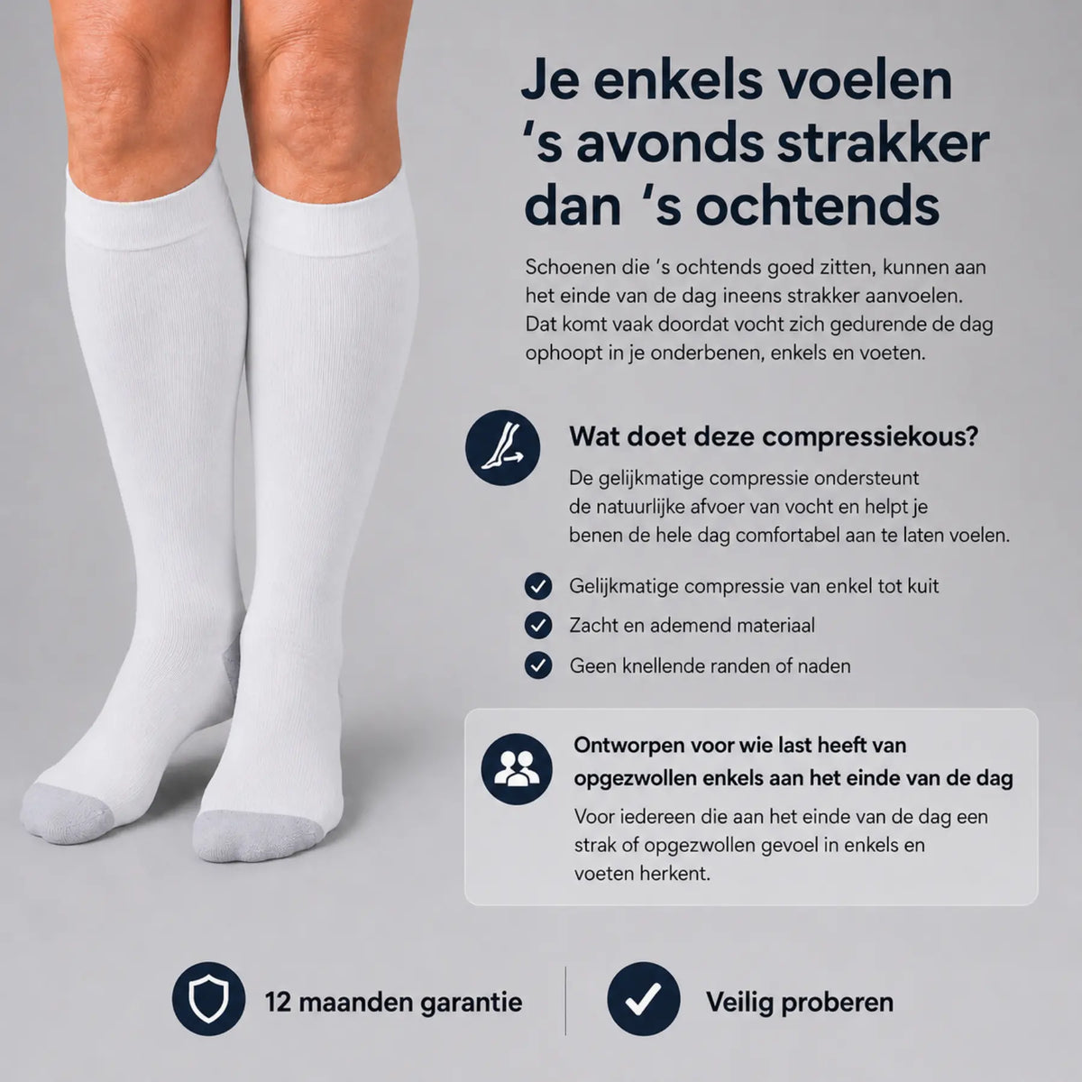 Compressiekousen tegen oedeem en vocht in de benen